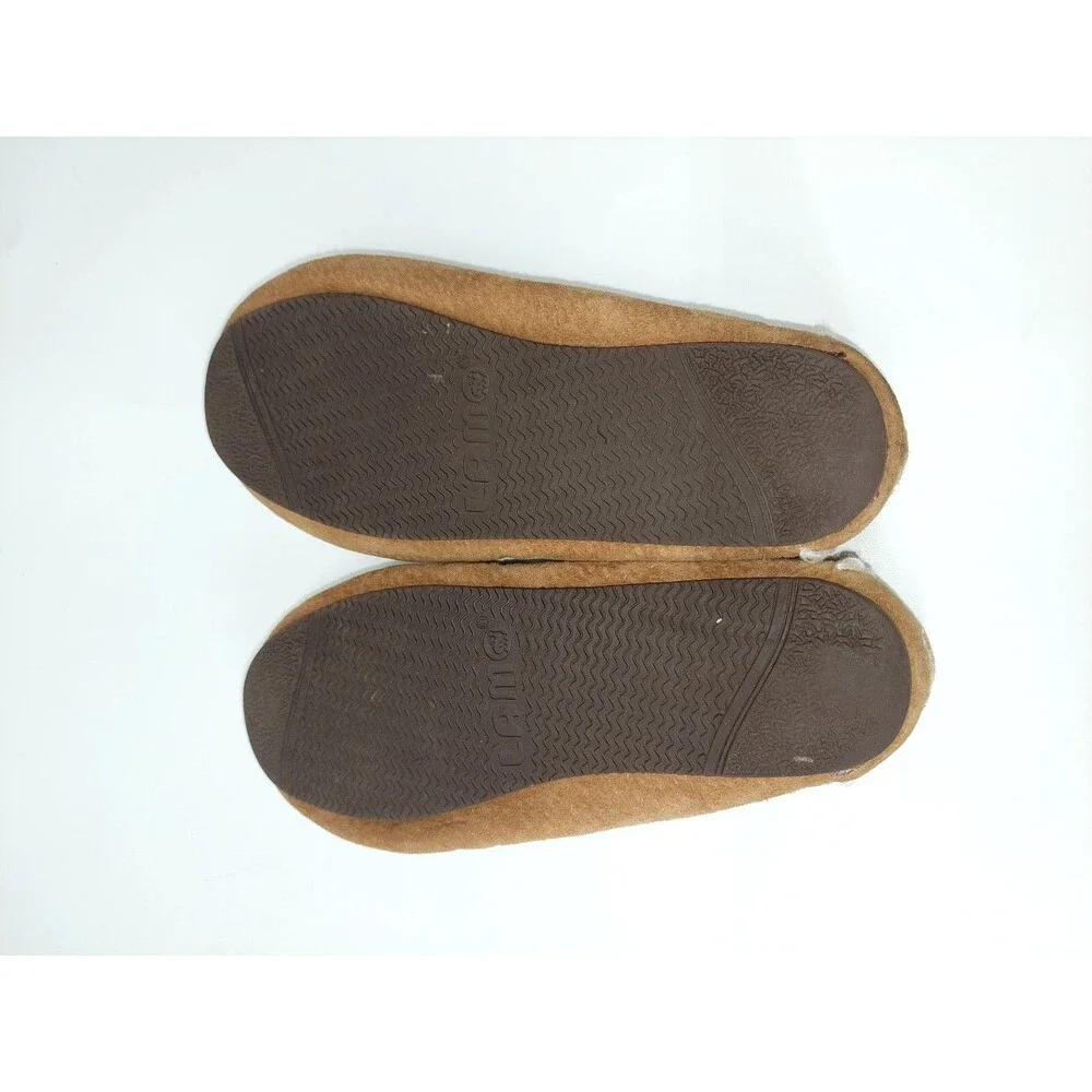 Lam Kids Moccasin Style Faux Fur Brown Suede Hard Sole Slipper Sz 1Y